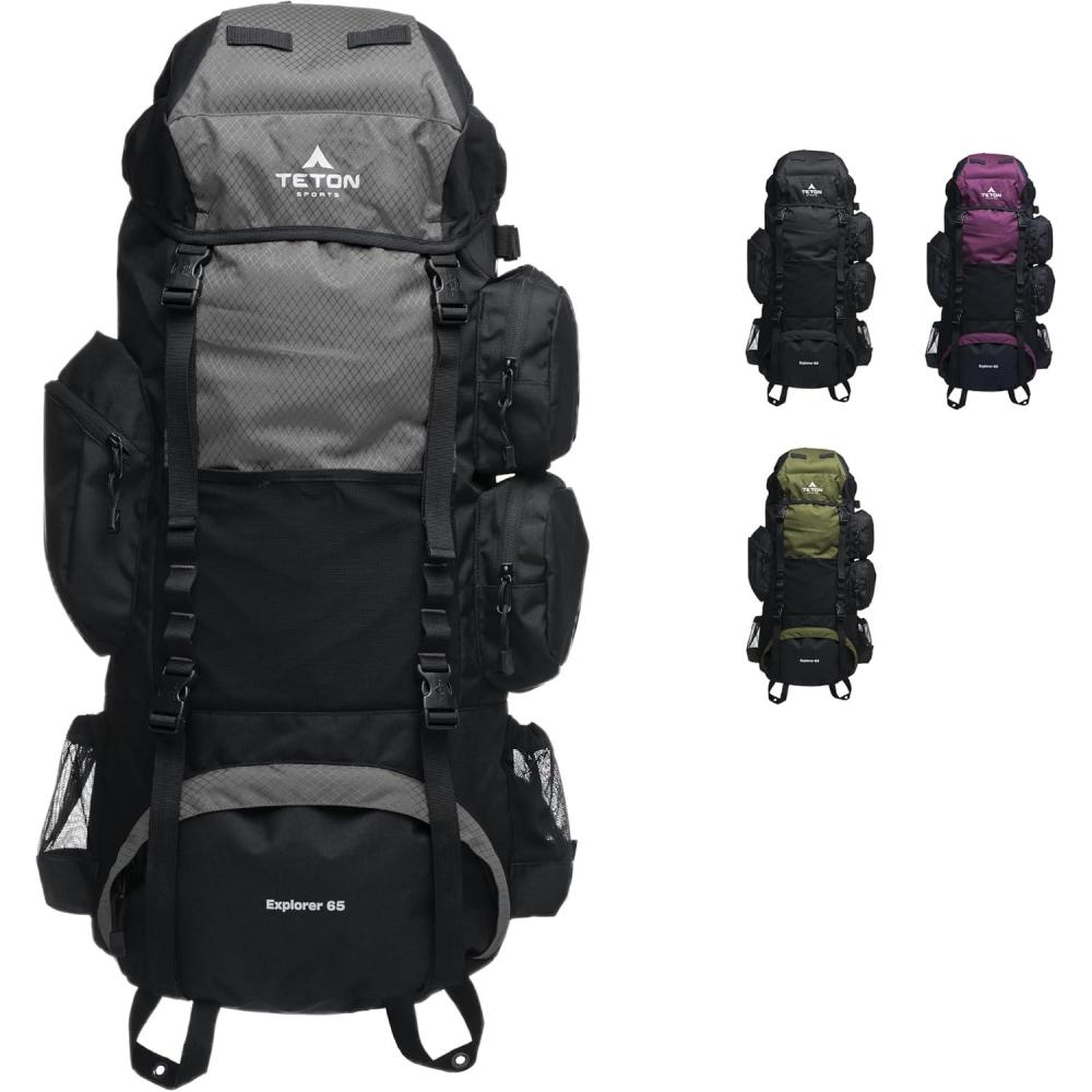 imageTeton 75L Explorer Internal Frame Backpack for Hiking Camping Backpacking Rain Cover Included OliveGraphite