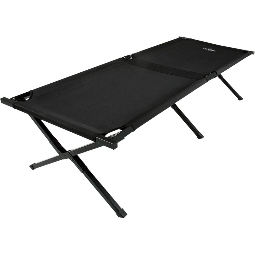 imageTeton Camping Cot with Patented Pivot Arm Folding Camping Cot Durable Heavy Duty Canvas Comfortable Sleeping Bed for Adults PortableOutfitter L
