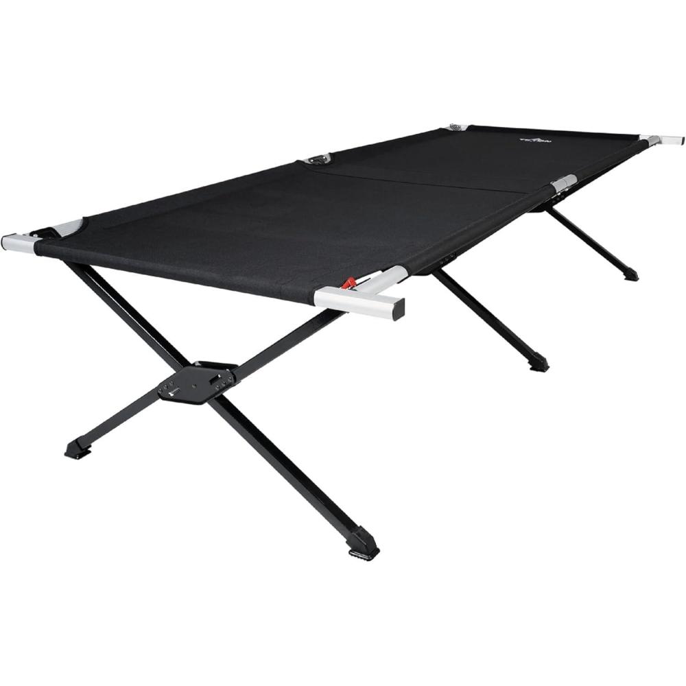 imageTeton Camping Cot with Patented Pivot Arm Folding Camping Cot Durable Heavy Duty Canvas Comfortable Sleeping Bed for Adults PortableOutfitter XL