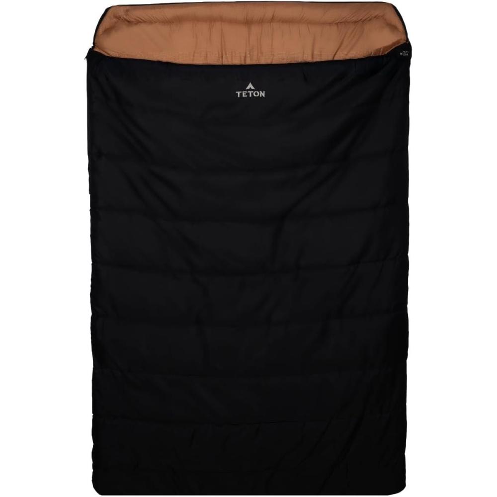 imageTeton Mammoth Queen Size Double Sleeping Bag A Warm Bag The Whole Family can Enjoy Great for Camping Hunting and Base Camp Compression Sack IncludedBlack Canvas