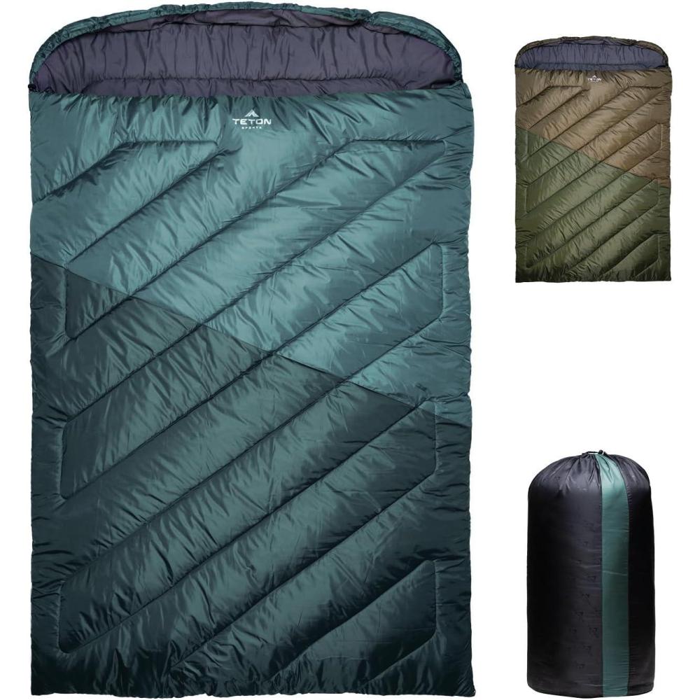 imageTeton Mammoth Queen Size Double Sleeping Bag A Warm Bag The Whole Family can Enjoy Great for Camping Hunting and Base Camp Compression Sack IncludedLagoon