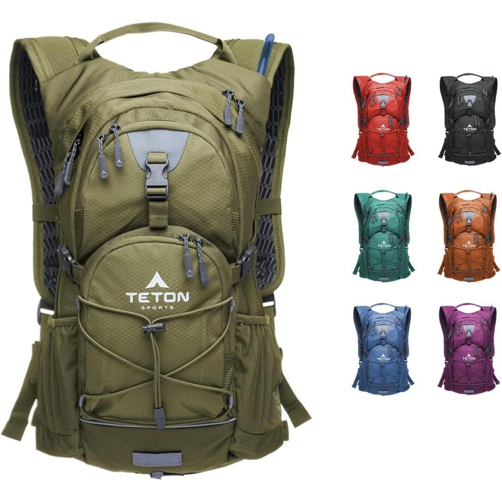 imageTeton OasisTrailrunner Hydration Backpack Lightweight Water Pack with 2L3L Bladder for Hiking Running Cycling Biking 2L18L22L Sizes Sewnin Rain Cover Fits Men and WomenOlive