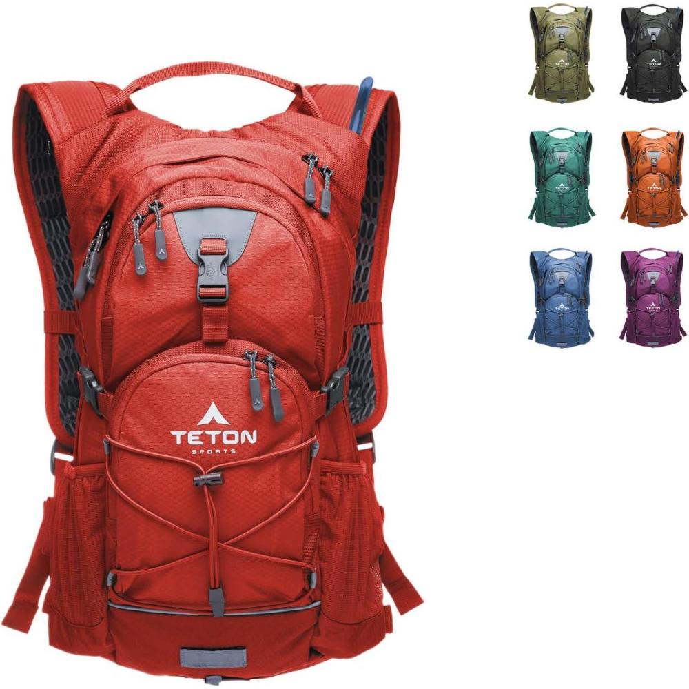 imageTeton OasisTrailrunner Hydration Backpack Lightweight Water Pack with 2L3L Bladder for Hiking Running Cycling Biking 2L18L22L Sizes Sewnin Rain Cover Fits Men and WomenStark Red