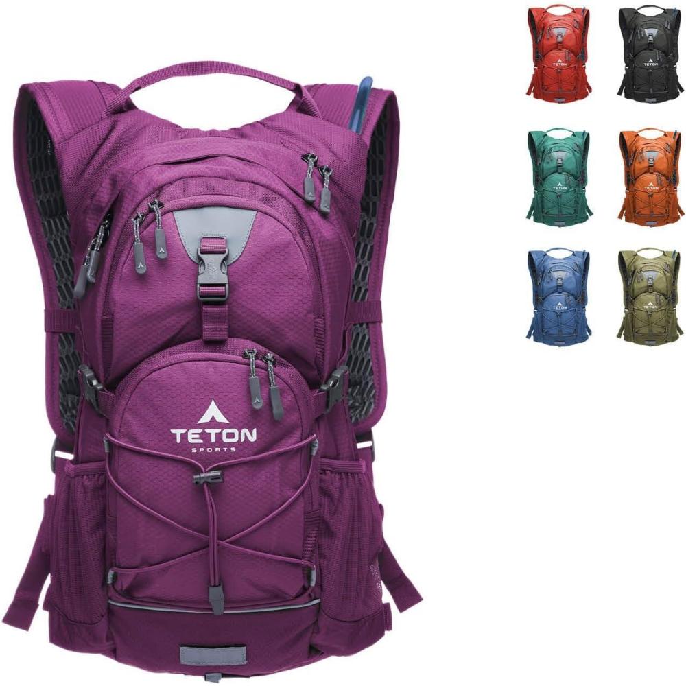 imageTeton OasisTrailrunner Hydration Backpack Lightweight Water Pack with 2L3L Bladder for Hiking Running Cycling Biking 2L18L22L Sizes Sewnin Rain Cover Fits Men and WomenPlum