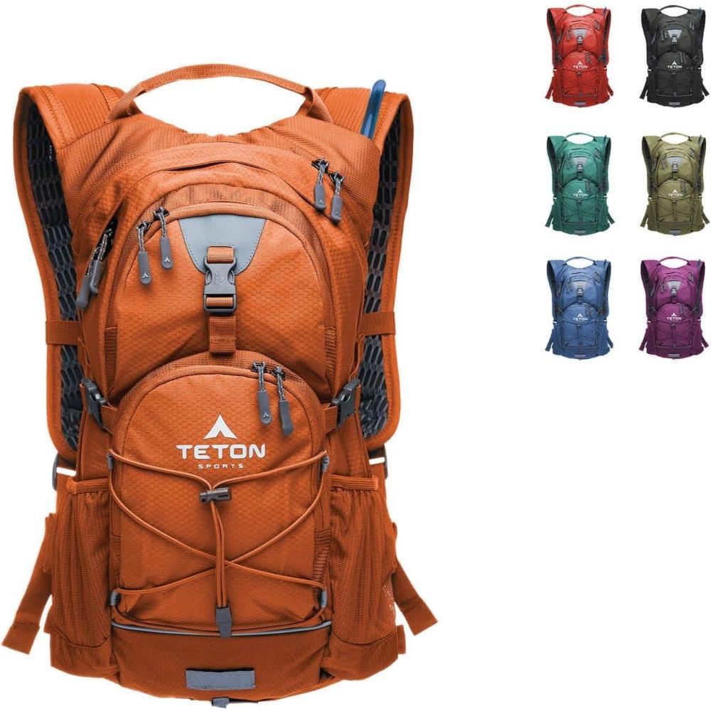 imageTeton OasisTrailrunner Hydration Backpack Lightweight Water Pack with 2L3L Bladder for Hiking Running Cycling Biking 2L18L22L Sizes Sewnin Rain Cover Fits Men and WomenBurnt Orange