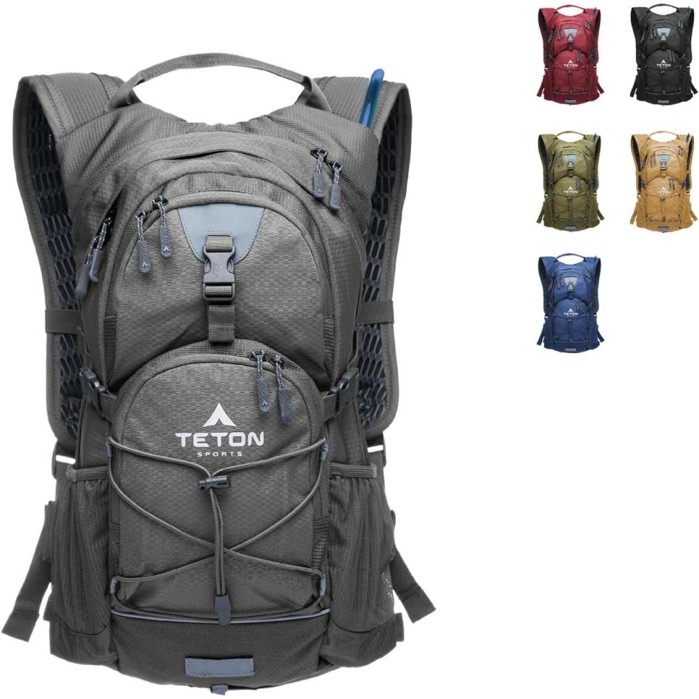 imageTeton OasisTrailrunner Hydration Backpack Lightweight Water Pack with 2L3L Bladder for Hiking Running Cycling Biking 2L18L22L Sizes Sewnin Rain Cover Fits Men and WomenGunmetal