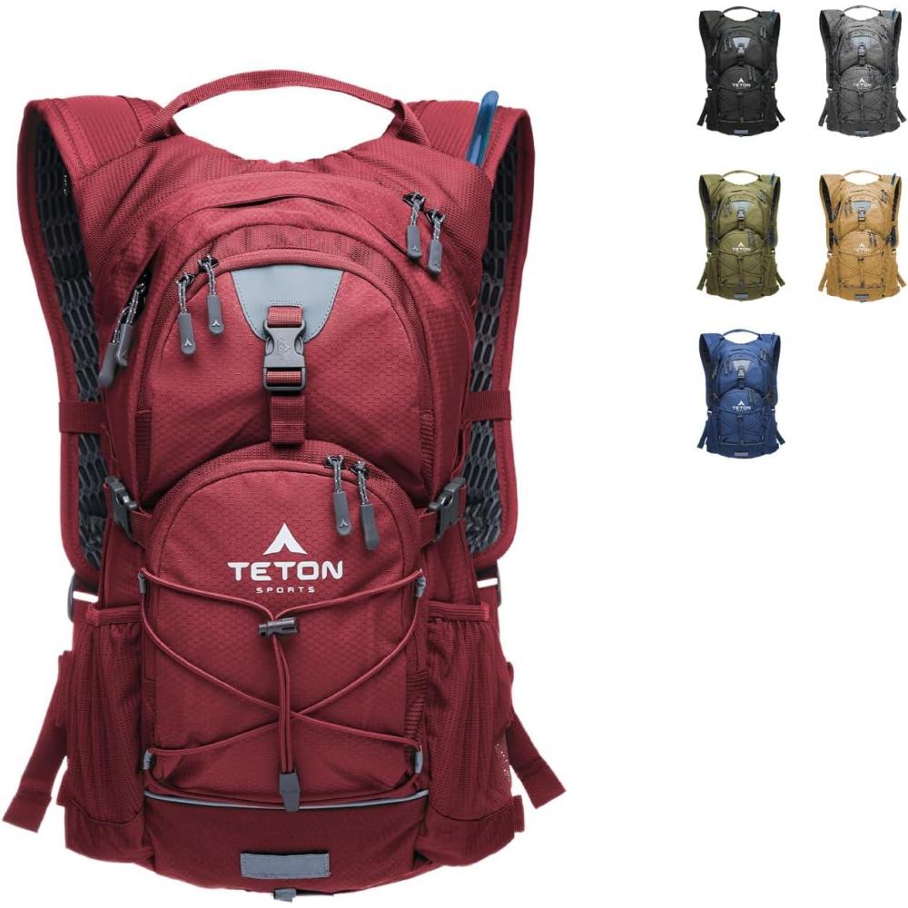 imageTeton OasisTrailrunner Hydration Backpack Lightweight Water Pack with 2L3L Bladder for Hiking Running Cycling Biking 2L18L22L Sizes Sewnin Rain Cover Fits Men and WomenPomegranate