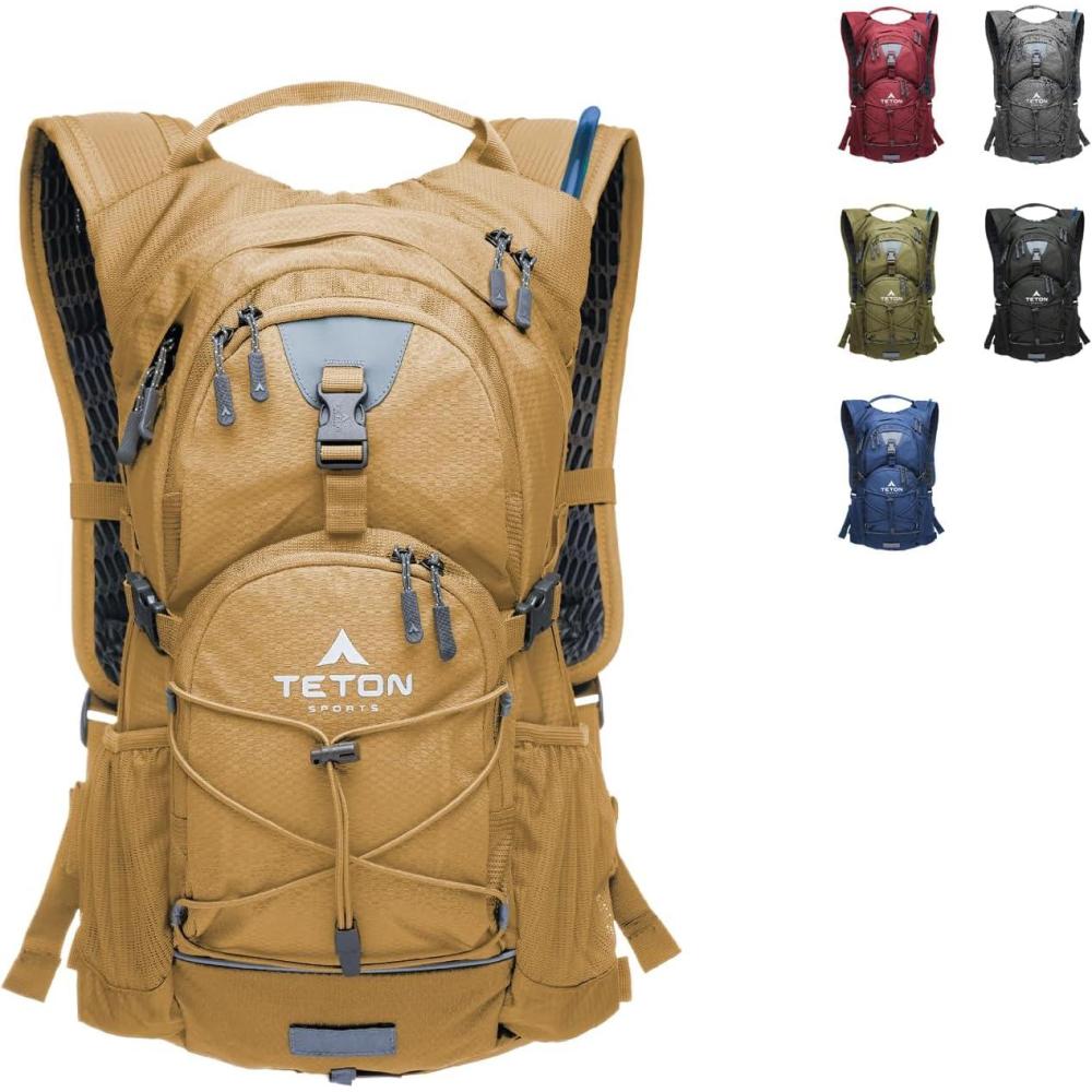 imageTeton OasisTrailrunner Hydration Backpack Lightweight Water Pack with 2L3L Bladder for Hiking Running Cycling Biking 2L18L22L Sizes Sewnin Rain Cover Fits Men and WomenBuck Brown