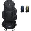 Teton 75L Explorer Internal Frame Backpack for Hiking, Camping, Backpacking, Rain Cover Included, Olive(Black)