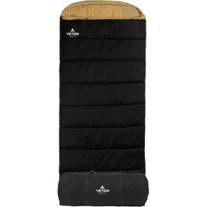 TETON Sports Deer Hunter Sleeping Bag, Warm and Comfortable Camping Sleeping Bag, Teton Tough Canvas Shell for Camping, Hunting, and Cold Weather(Black (left zip))