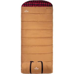 TETON Sports Deer Hunter Sleeping Bag, Warm and Comfortable Camping Sleeping Bag, Teton Tough Canvas Shell for Camping, Hunting, and Cold Weather(Brown (left zip))