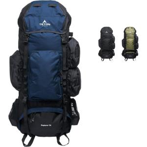 Teton 75L Explorer Internal Frame Backpack for Hiking, Camping, Backpacking, Rain Cover Included, Olive(Ocean)