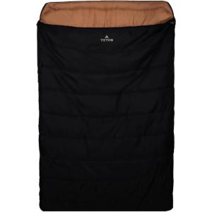 Teton Mammoth Queen Size Double Sleeping Bag- A Warm Bag The Whole Family can Enjoy – Great for Camping, Hunting and Base Camp. Compression Sack Included(Black Canvas)
