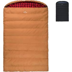 Teton Mammoth Queen Size Double Sleeping Bag- A Warm Bag The Whole Family can Enjoy – Great for Camping, Hunting and Base Camp. Compression Sack Included(Pecan/Fox)