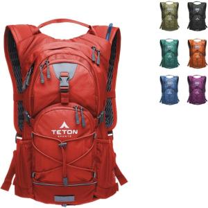 Teton Oasis/Trailrunner Hydration Backpack – Lightweight Water Pack with 2L/3L Bladder for Hiking, Running, Cycling, Biking – 2L/18L/22L Sizes – Sewn-in Rain Cover – Fits Men and Women(Stark Red)