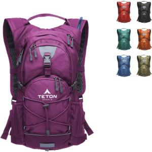 Teton Oasis/Trailrunner Hydration Backpack – Lightweight Water Pack with 2L/3L Bladder for Hiking, Running, Cycling, Biking – 2L/18L/22L Sizes – Sewn-in Rain Cover – Fits Men and Women(Plum)