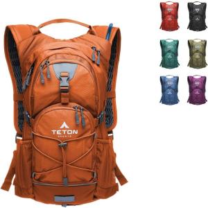Teton Oasis/Trailrunner Hydration Backpack – Lightweight Water Pack with 2L/3L Bladder for Hiking, Running, Cycling, Biking – 2L/18L/22L Sizes – Sewn-in Rain Cover – Fits Men and Women(Burnt Orange)