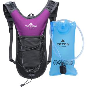 Teton Oasis/Trailrunner Hydration Backpack – Lightweight Water Pack with 2L/3L Bladder for Hiking, Running, Cycling, Biking – 2L/18L/22L Sizes – Sewn-in Rain Cover – Fits Men and Women(Purple)