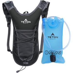 Teton Oasis/Trailrunner Hydration Backpack – Lightweight Water Pack with 2L/3L Bladder for Hiking, Running, Cycling, Biking – 2L/18L/22L Sizes – Sewn-in Rain Cover – Fits Men and Women(Black)