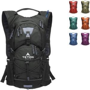 Teton Oasis/Trailrunner Hydration Backpack – Lightweight Water Pack with 2L/3L Bladder for Hiking, Running, Cycling, Biking – 2L/18L/22L Sizes – Sewn-in Rain Cover – Fits Men and Women(Onyx)