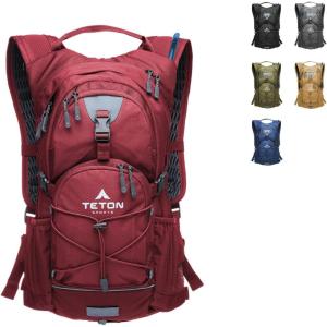 Teton Oasis/Trailrunner Hydration Backpack – Lightweight Water Pack with 2L/3L Bladder for Hiking, Running, Cycling, Biking – 2L/18L/22L Sizes – Sewn-in Rain Cover – Fits Men and Women(Pomegranate)