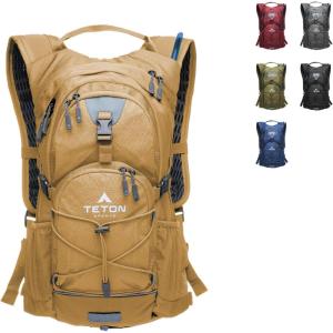 Teton Oasis/Trailrunner Hydration Backpack – Lightweight Water Pack with 2L/3L Bladder for Hiking, Running, Cycling, Biking – 2L/18L/22L Sizes – Sewn-in Rain Cover – Fits Men and Women(Buck Brown)