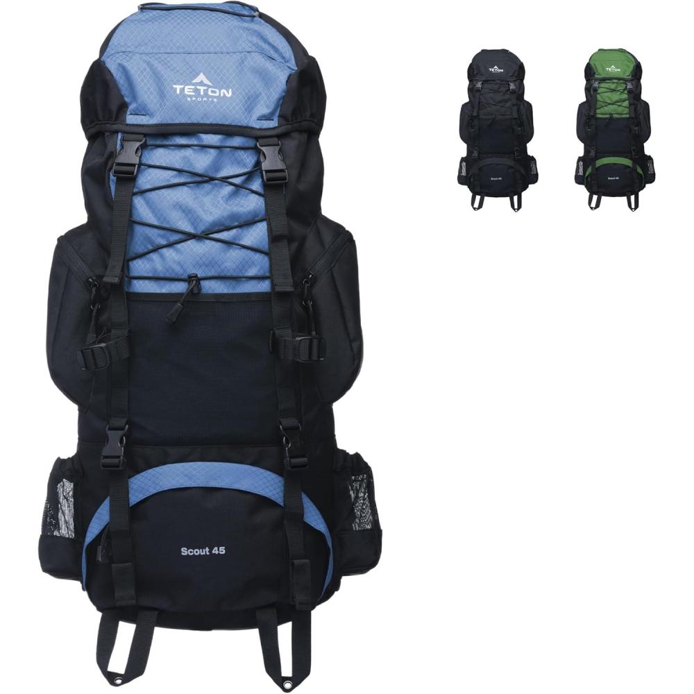 imageTeton 45L Scout Internal Frame Backpack for Hiking Camping Backpacking Rain Cover Included BluejayPacific