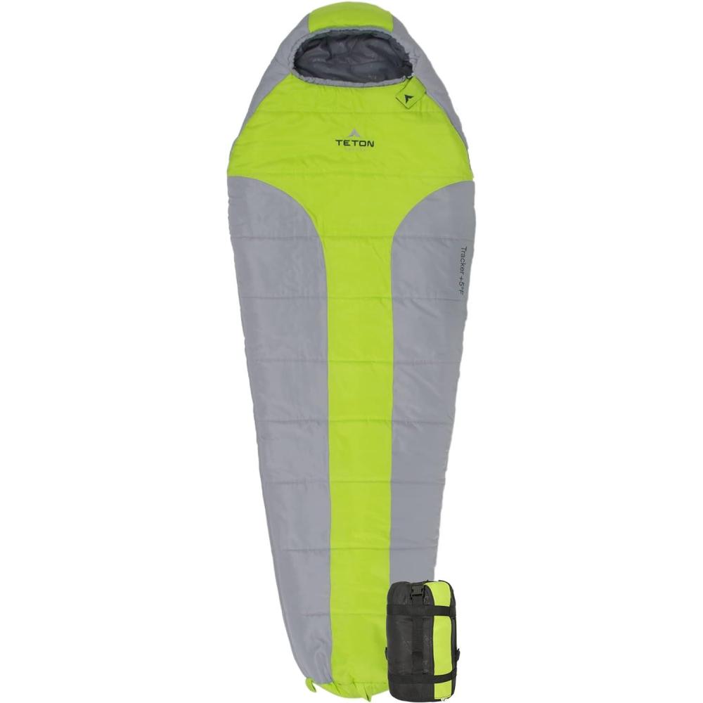 image:imageTeton 20F and 5F Degree Sleeping Bag Lightweight Warm Weather Mummy Sleeping Bags for Adults and Kids Camping Backpacking HikingGreen Grey
