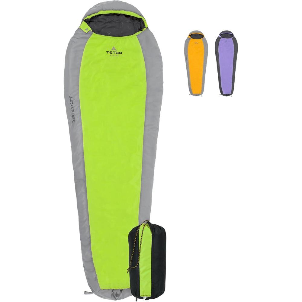 image:imageTeton 20F and 5F Degree Sleeping Bag Lightweight Warm Weather Mummy Sleeping Bags for Adults and Kids Camping Backpacking HikingGreen