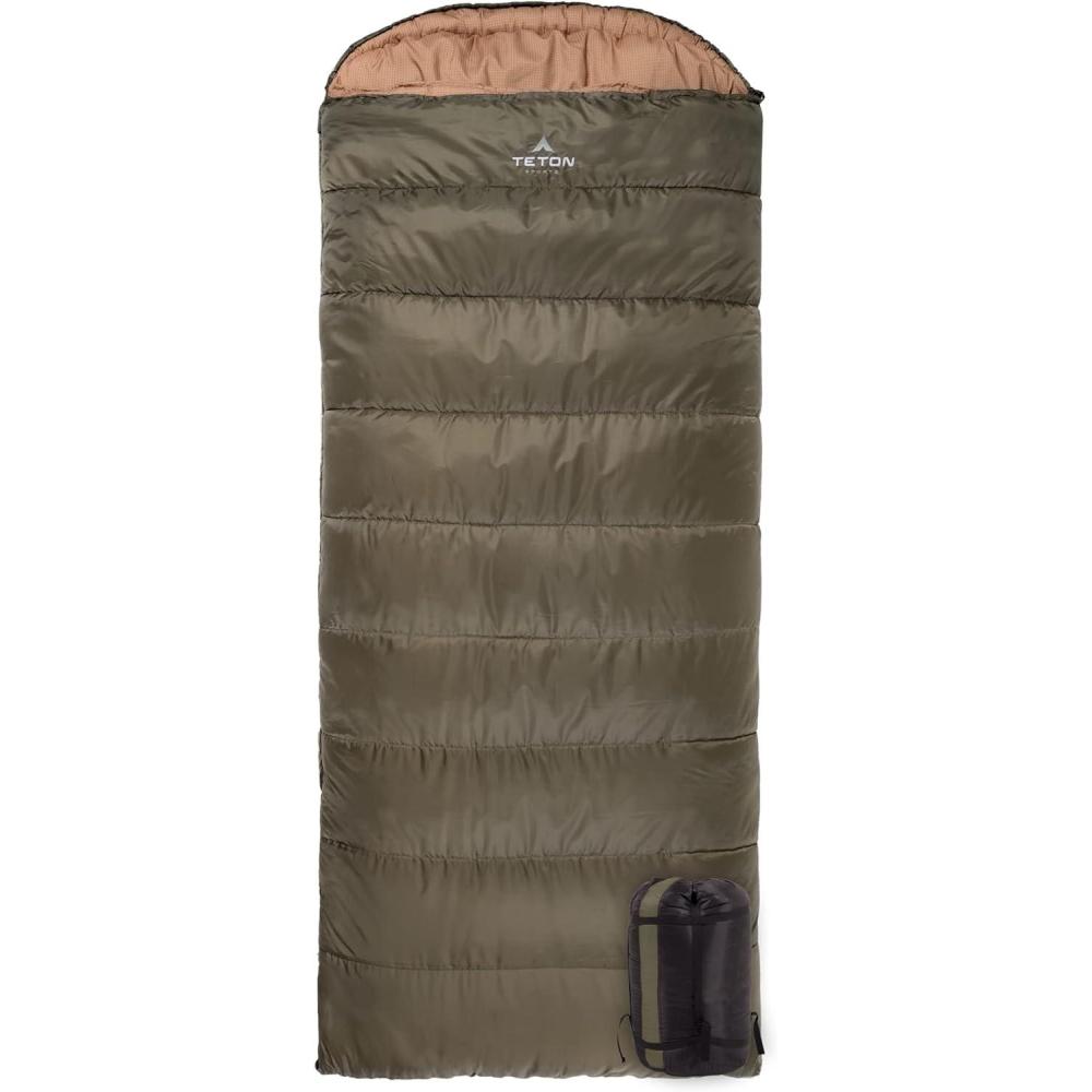 image:imageTeton Celsius XL 25F 20F 0F Degree Sleeping Bags All Weather Warm Sleeping Bag for Adults and Kids Camping Season Compression Sack IncludedGreen left zip