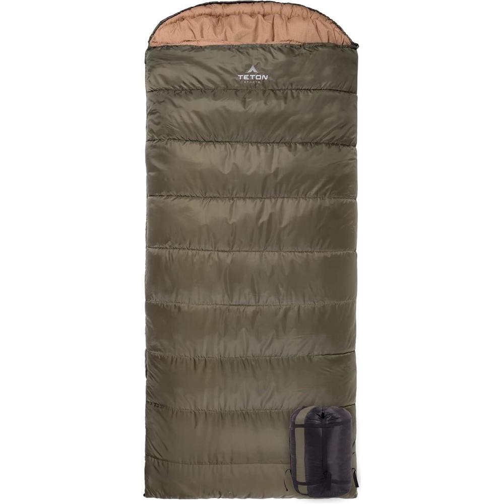 image:imageTeton Celsius XXL Sleeping Bag Cold Weather Sleeping Bags for Adults and Kids Camping Made Easy and Warm Compression Sack Included 35F 25F 0F 20F DegreeGreen right zip