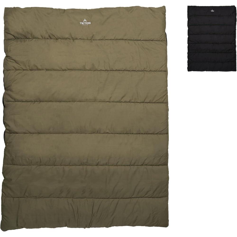 image:imageTeton Evergreen Sleeping Bag Spacious Fit and Cozy Warmth for Adults Options for Camping in Any WeatherDouble OliveStone