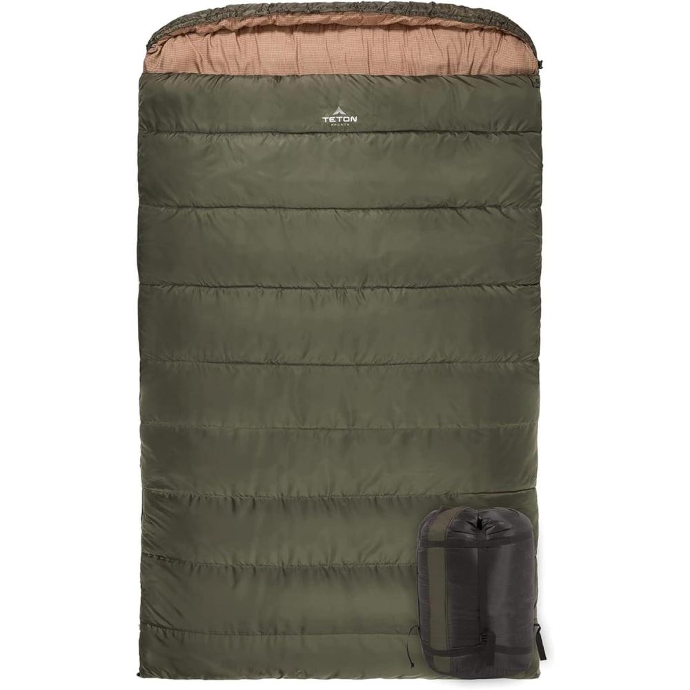 image:imageTeton Mammoth Queen Size Double Sleeping Bag A Warm Bag The Whole Family can Enjoy Great for Camping Hunting and Base Camp Compression Sack IncludedGreen