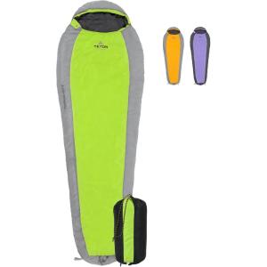 Teton 20F and 5F Degree Sleeping Bag; Lightweight, Warm Weather Mummy Sleeping Bags for Adults and Kids, Camping, Backpacking, Hiking(Green)