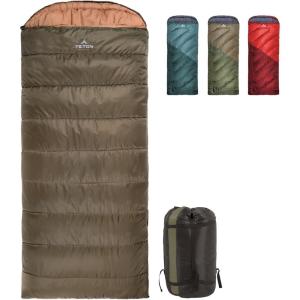 Teton Celsius Regular, 25F, 20F, 0F Degree Sleeping Bags, All Weather Bag for Adults and Kids, Camping Made Easy and Warm, Travel Sack Included(Green (left zip))