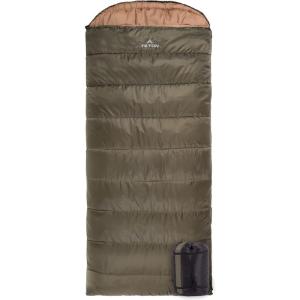 Teton Celsius XXL Sleeping Bag, Cold Weather Sleeping Bags for Adults and Kids, Camping Made Easy and Warm. Compression Sack Included, 35F, 25F, 0F, 20F Degree(Green (left zip))