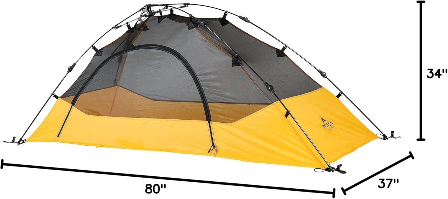 image:imageTeton Sports Vista Quick Tent Dome Camping and Backpacking Tent Easy Instant Setup ClipOn Rainfly IncludedYellow