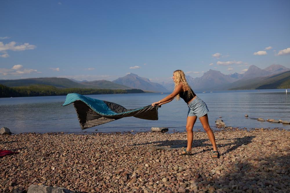 image:imageTeton Camp Blanket Outdoor Blanket Machine Washable Picnics Car Camping Overlanding Outdoor AdventureTeal BlueSlate Grey