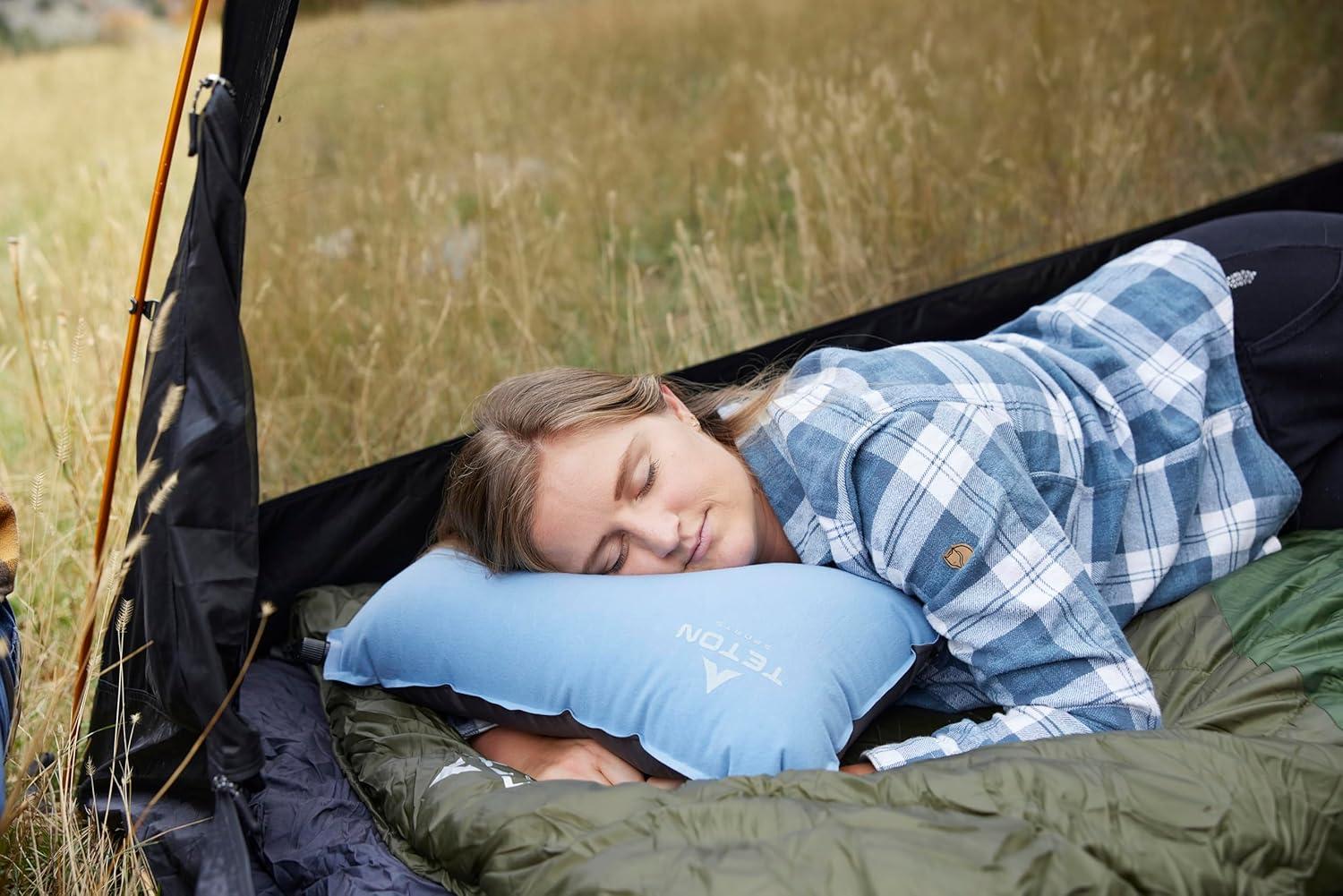 image:imageTeton Sports Camp Pillow Great for Travel Camping and Backpacking Washable Blue PlaidBlue