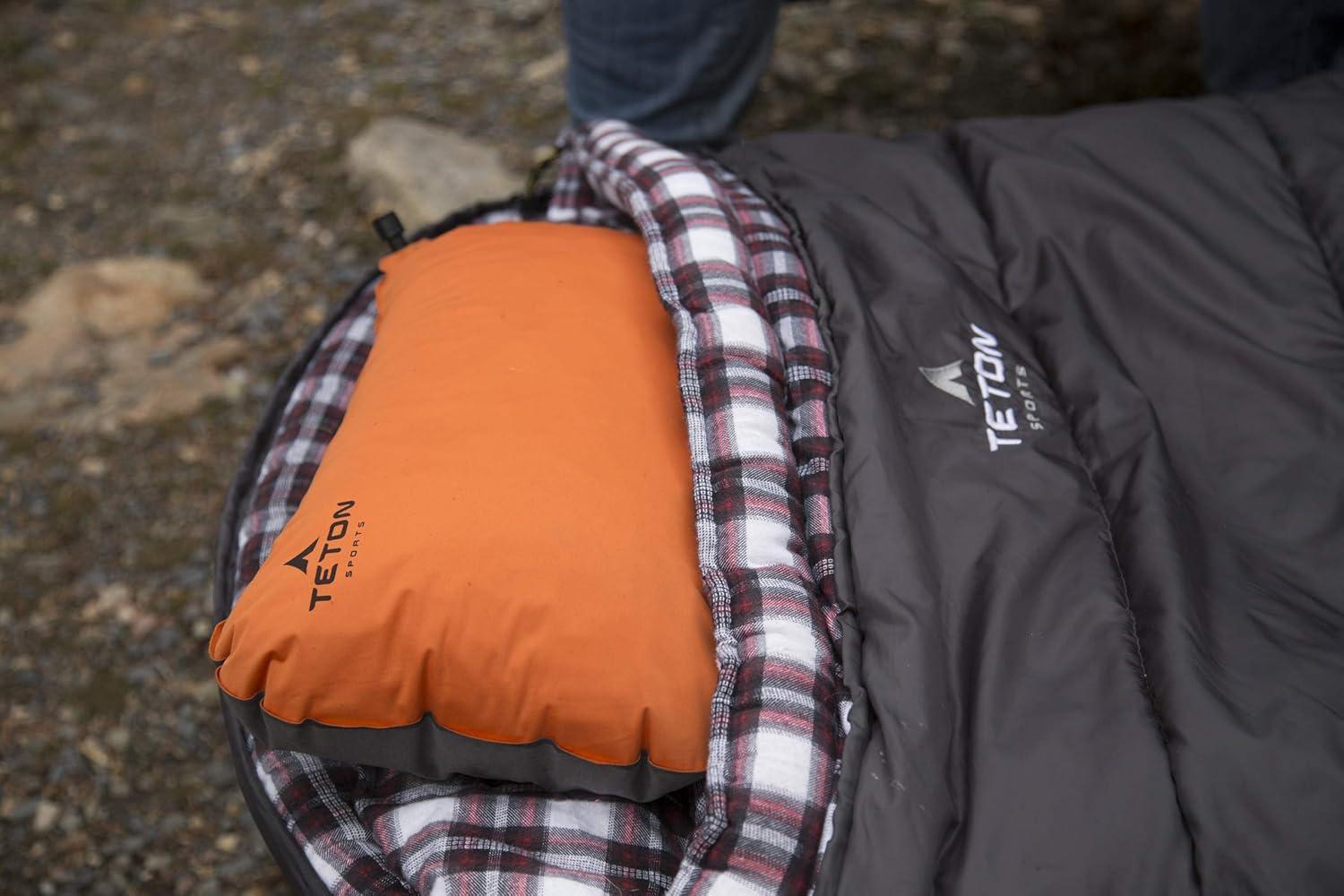 image:imageTeton Sports Camp Pillow Great for Travel Camping and Backpacking Washable Blue PlaidOrange