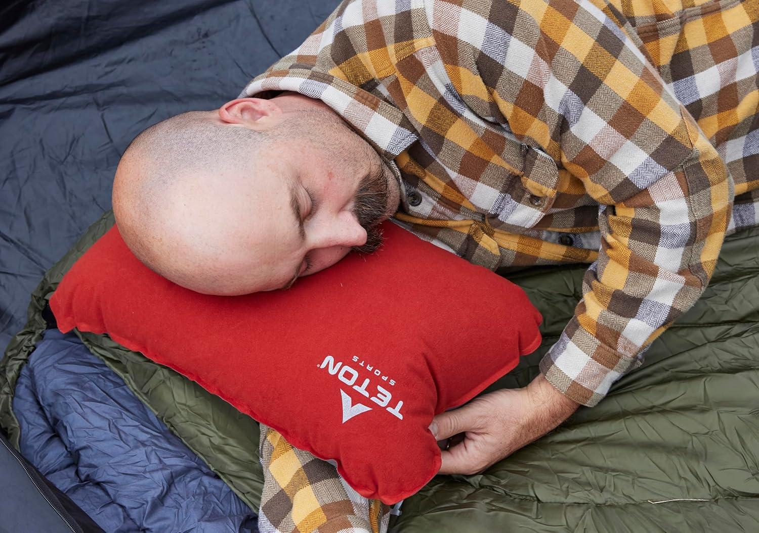 image:imageTeton Sports Camp Pillow Great for Travel Camping and Backpacking Washable Blue PlaidRed