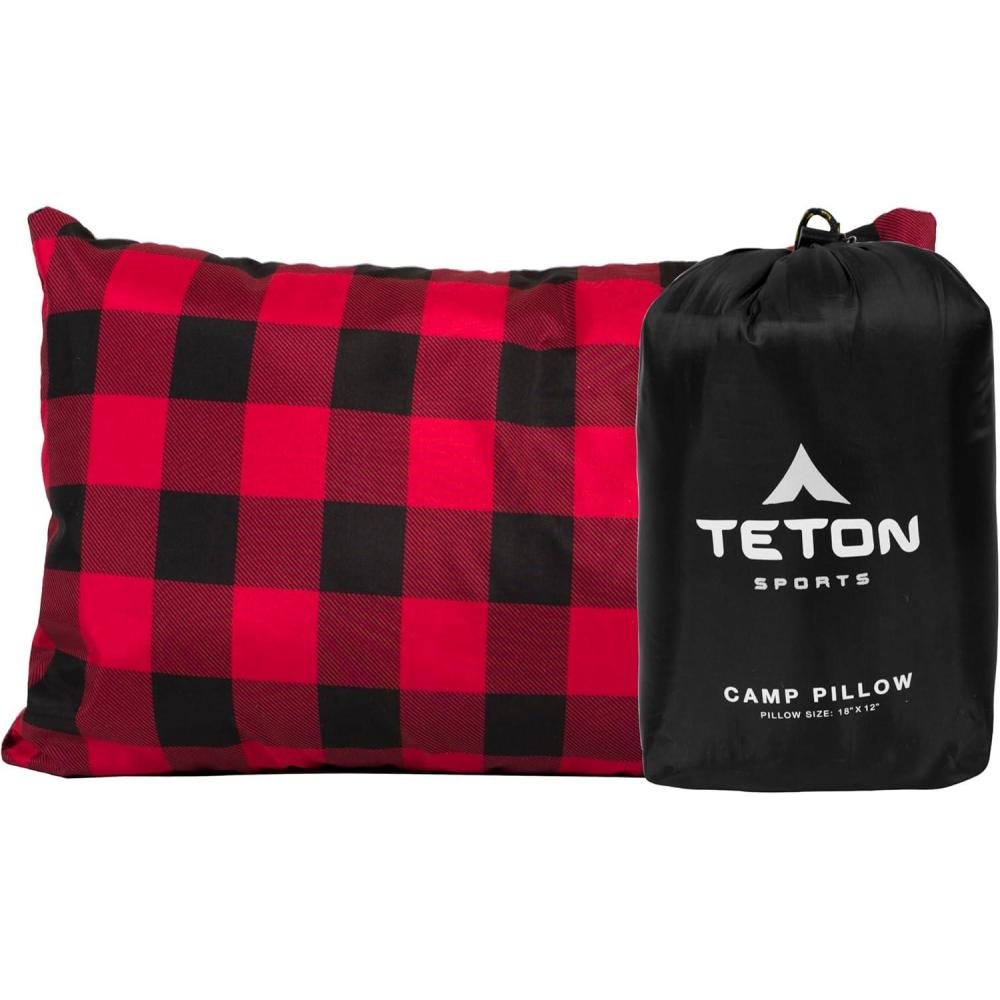 image:imageTeton Sports Camp Pillow Great for Travel Camping and Backpacking Washable Blue PlaidBlack