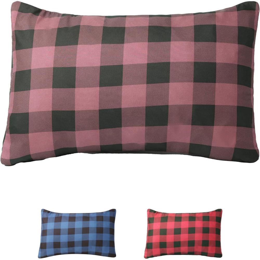 image:imageTeton Sports Camp Pillow Great for Travel Camping and Backpacking Washable Blue PlaidPlum Plaid