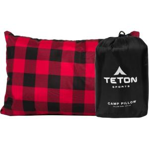 Teton Sports Camp Pillow; Great for Travel, Camping and Backpacking; Washable, Blue Plaid(Black)