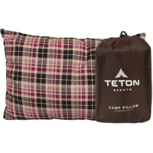 Teton Sports Camp Pillow; Great for Travel, Camping and Backpacking; Washable, Blue Plaid(Brown)