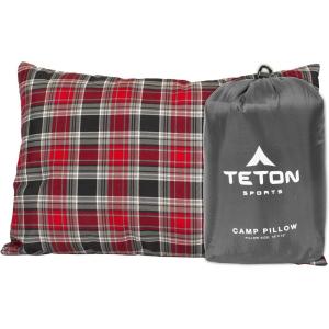 Teton Sports Camp Pillow; Great for Travel, Camping and Backpacking; Washable, Blue Plaid(Grey)