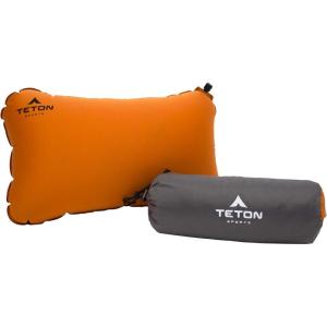 Teton Sports Camp Pillow; Great for Travel, Camping and Backpacking; Washable, Blue Plaid(Orange)